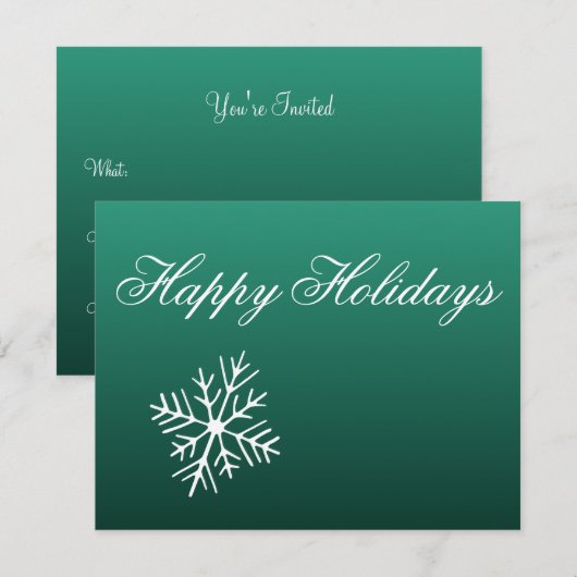 Les flocons de neige Invitations vertes (Devant / Derrière)