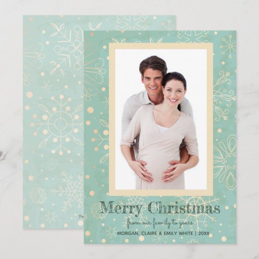 Les flocons de neige kaki sur les cartes photo de  (Devant / Derrière)