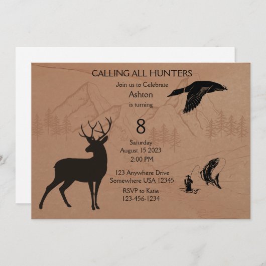 Les garçons Chasse Invitation (Devant / Derrière)