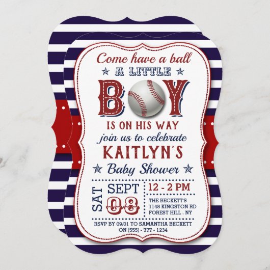 Les garçons de baseball Baby Shower Invitations (Devant / Derrière)