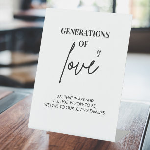 Les générations d'amour Panneau de table Mariage