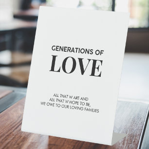 Les générations d'amour Panneau de table Mariage