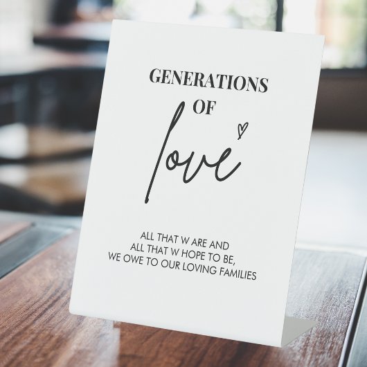 Les générations d'amour | Panneau de table Mariage