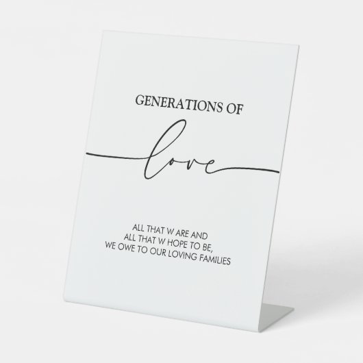 Les générations d'amour | Panneau de table Mariage (Recto)