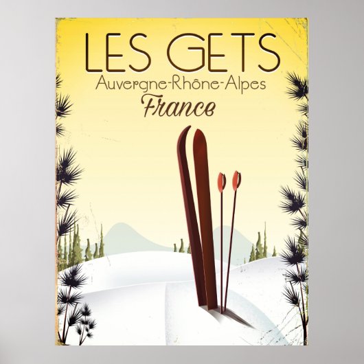 Les Gets France affiche de voyage ski (Devant)