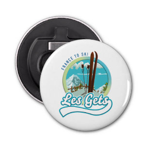 Les Gets france ski logo Button Flesopener