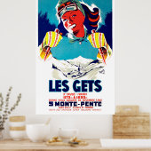 Les gets gets gets, France, winter skilsport, vint Poster (Keuken)