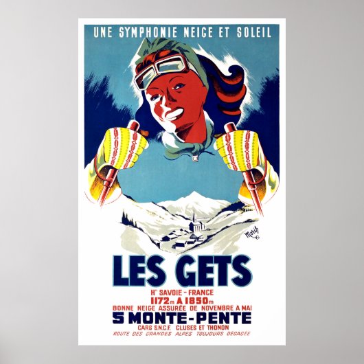 Les gets gets gets, France, winter skilsport, vint Poster (Voorkant)
