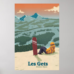 Les Gets Snowboarden Reisposter Poster