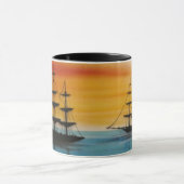 Les goélettes au coucher du soleil Design Café Mug (Centre)