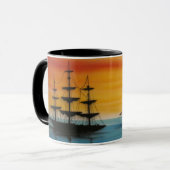 Les goélettes au coucher du soleil Design Café Mug (Devant gauche)