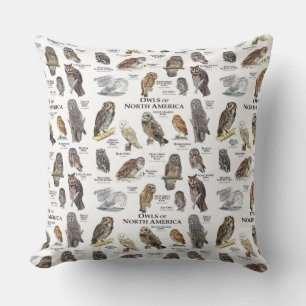 "Les hiboux d'Amérique du Nord" Coussin jeté