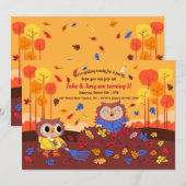 Les hiboux en automne Invitation (Devant / Derrière)