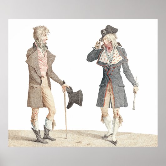 Les Incroyables - Old French Engraving by Vernet Poster (Voorkant)