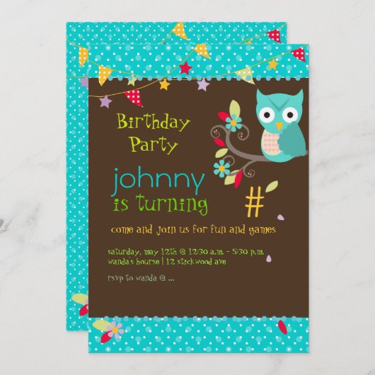 Les invitations à la fête d'anniversaire (Devant / Derrière)