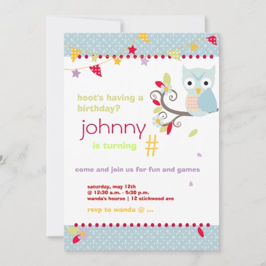 Les invitations à la fête d'anniversaire (Devant)