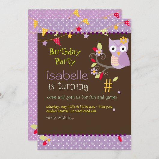 Les invitations à la fête d'anniversaire (Devant / Derrière)