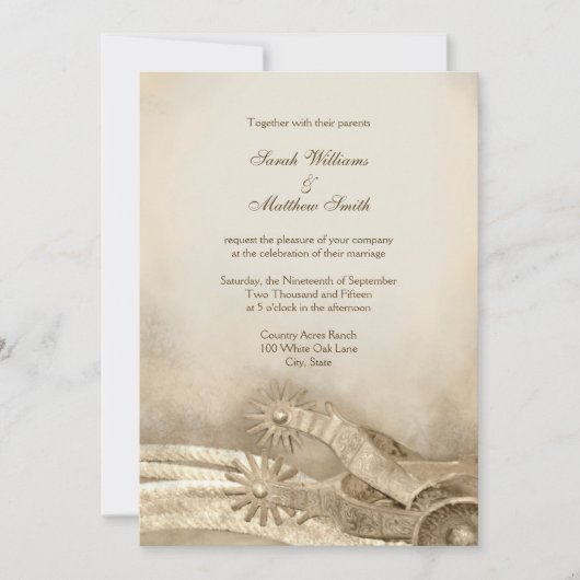 Les invitations au mariage occidental du pays rust (Devant)
