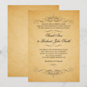 Les invitations au mariage vintage fleurissent (Devant / Derrière)