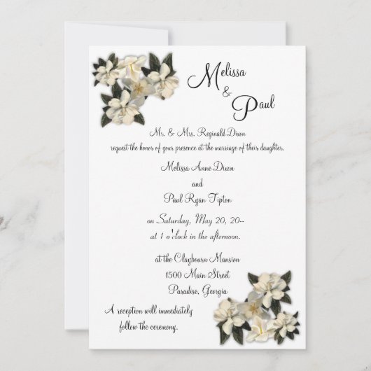 Les invitations aux mariages de Magnolias (Devant)