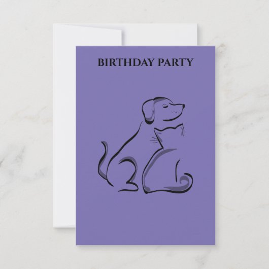 "LES INVITATIONS D'ANNIVERSAIRE CHIEN ET CHAT PERS (Devant)