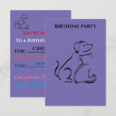 "LES INVITATIONS D'ANNIVERSAIRE CHIEN ET CHAT PERS (Devant / Derrière)