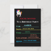 LES INVITATIONS D'ANNIVERSAIRE "RAINBOW PONY" ONT  (Dos)