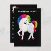 LES INVITATIONS D'ANNIVERSAIRE "RAINBOW PONY" ONT  (Devant / Derrière)