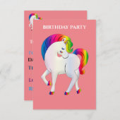 LES INVITATIONS D'ANNIVERSAIRE "RAINBOW PONY" ONT  (Devant / Derrière)