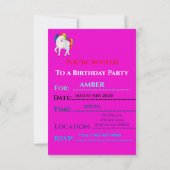 LES INVITATIONS D'ANNIVERSAIRE "RAINBOW PONY" ONT  (Dos)