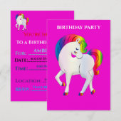 LES INVITATIONS D'ANNIVERSAIRE "RAINBOW PONY" ONT  (Devant / Derrière)