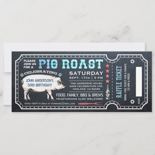 Les invitations de billet de rôti de porc avec la (Devant)