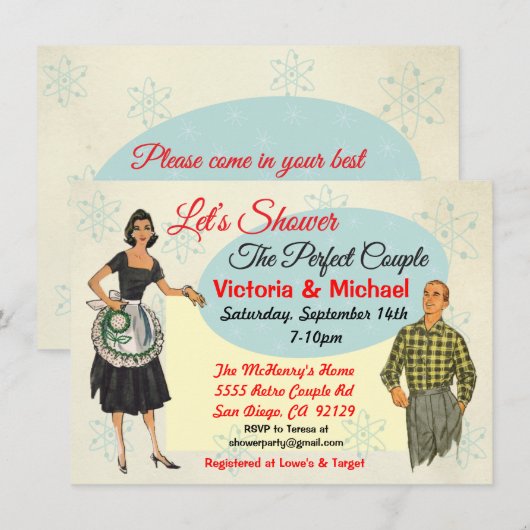 Les Invitations De Douche Parfaits Couple Mariage (Devant / Derrière)