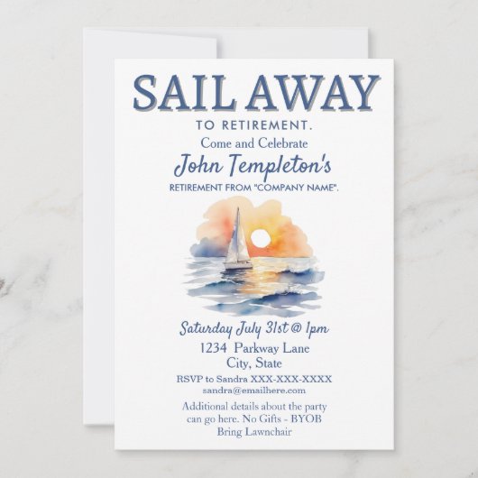 Les invitations de la partie de retraite vole (Devant)