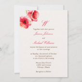 Les invitations de mariage des coquelicots d'aquar (Devant)