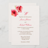 Les invitations de mariage des coquelicots d'aquar (Devant / Derrière)