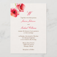 Les invitations de mariage des coquelicots d'aquar