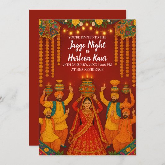 Les invitations de mariage Jaggo comme invitations (Devant / Derrière)