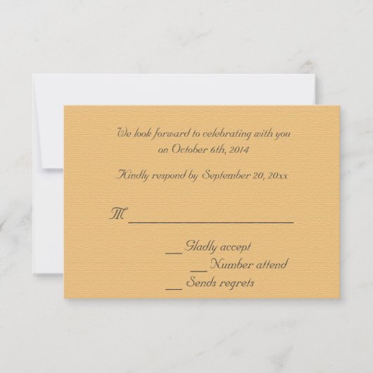 Les invitations de réponse pour le mariage de The (Devant)