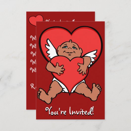 Les invitations de Valentine Cartes Cupid personna (Devant / Derrière)