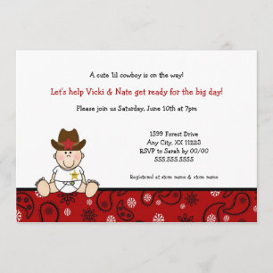 Les Invitations du petit Baby shower Cowboy