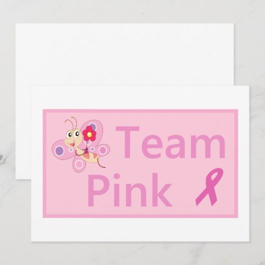 Les invitations du ruban rose Sensibilisation au c (Devant / Derrière)