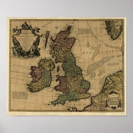 Les Isles Britanniques, kaart van 1700 - Gepersona Poster (Voorkant)