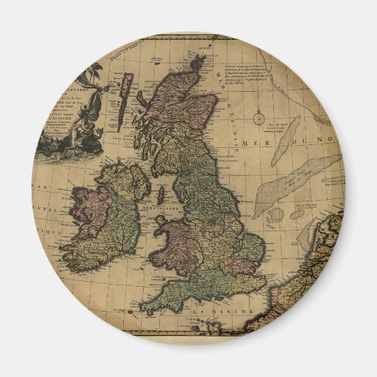 Les Isles Britanniques, kaart van 1700 Magneet (Voorkant)