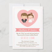 Les jeunes mariés adorés postent des invitations à (Devant)