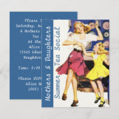 Les jolies mères et filles rétro Invitations socia (Devant / Derrière)