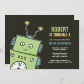 Les joyeux Robot Boys Invitations à la fête d'anni (Devant / Derrière)