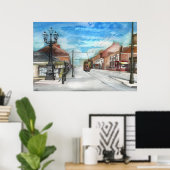 Les lampes Thornaby 5 et le tramway - POSTER (Bureau à domicile)