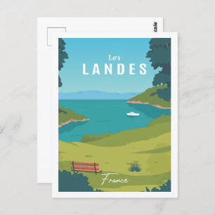 Les Landes France Beroemde Reisplaats Illustratie Briefkaart