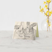Les lapins en friche, carte de voeux d'anniversair (Fleur jaune)